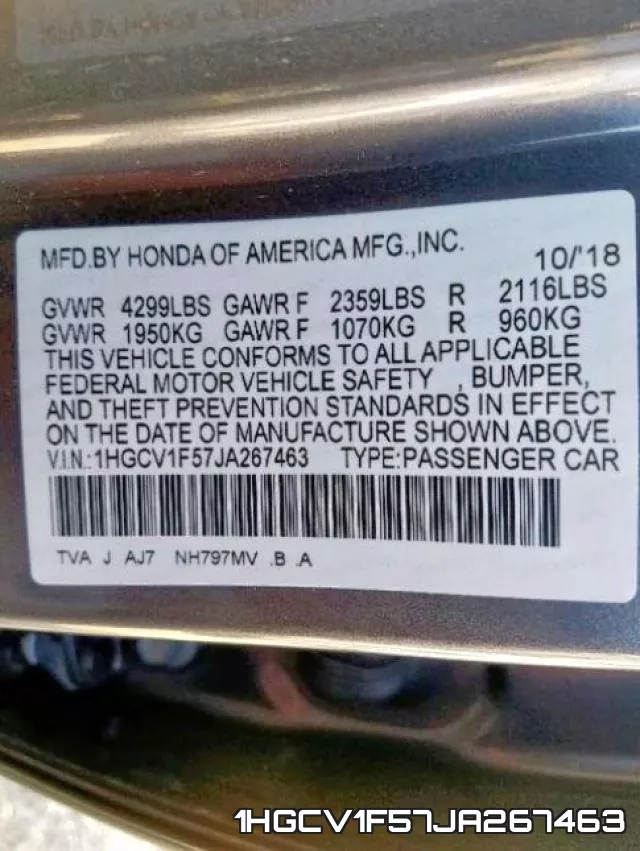 1HGCV1F57JA267463 фото 2