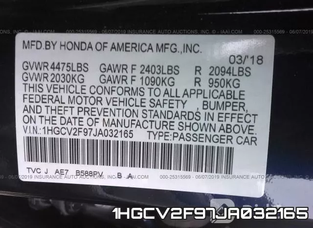 1HGCV2F97JA032165 фото 10