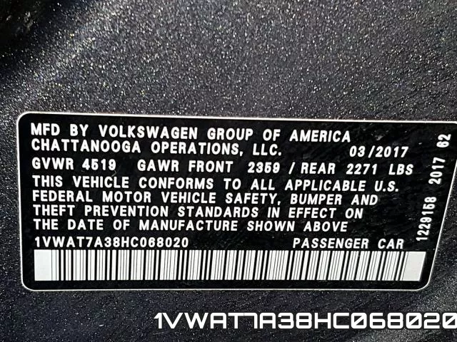 1VWAT7A38HC068020 фото 2