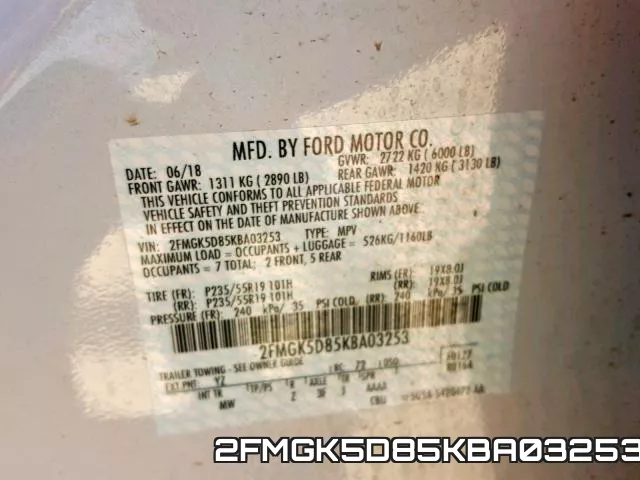 2FMGK5D85KBA03253 фото 2