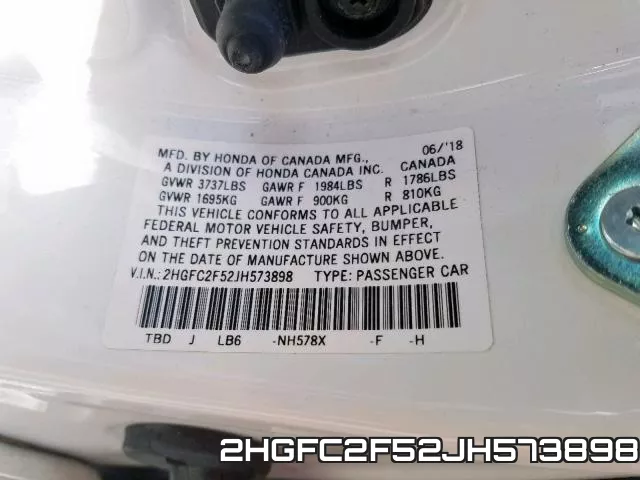 2HGFC2F52JH573898 фото 2