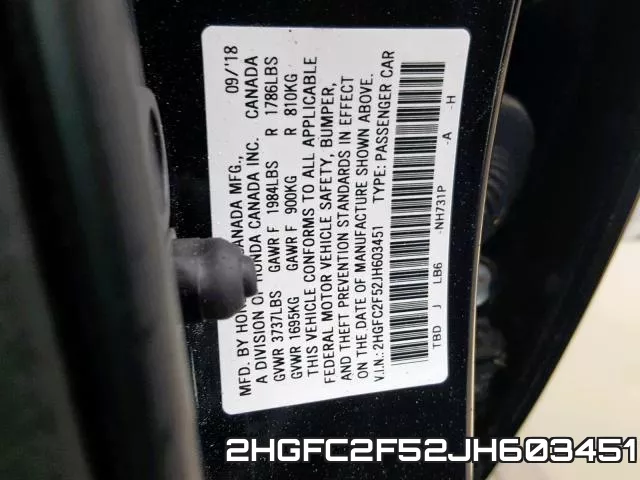 2HGFC2F52JH603451 фото 2