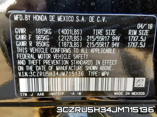 3CZRU5H34JM715136 фото 2