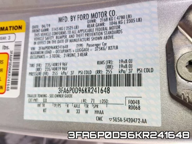 3FA6P0D96KR241648 фото 2