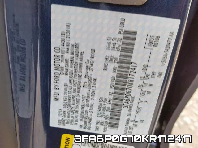 3FA6P0G70KR172417 фото 2