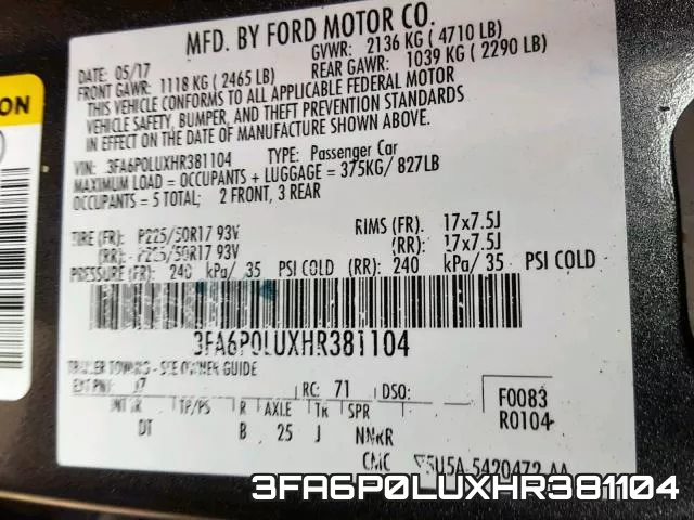 3FA6P0LUXHR381104 фото 2