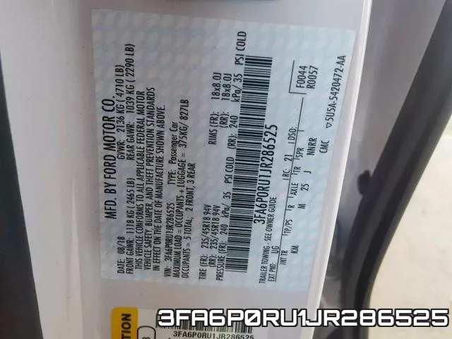 3FA6P0RU1JR286525 фото 2
