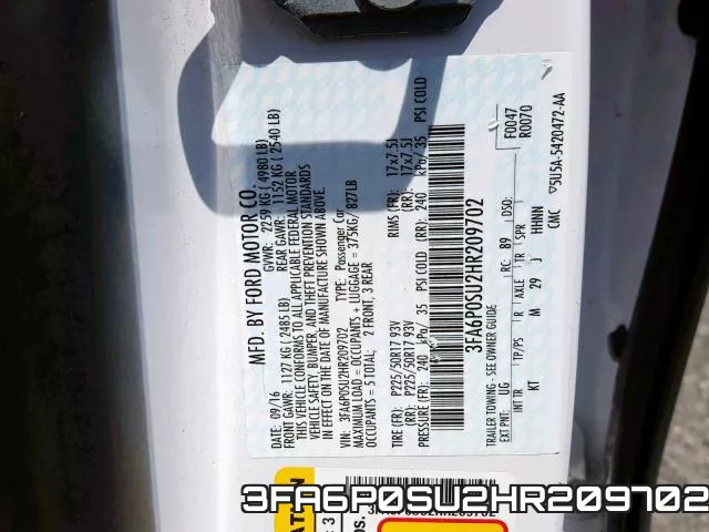 3FA6P0SU2HR209702 фото 2