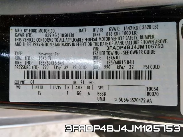 3FADP4BJ4JM105753 фото 2
