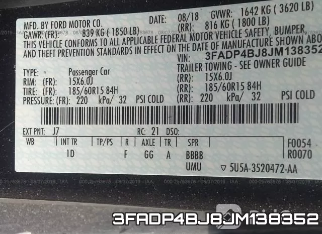 3FADP4BJ8JM138352 фото 10