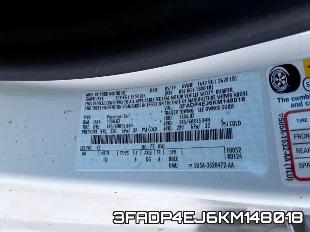 3FADP4EJ6KM148018 фото 2