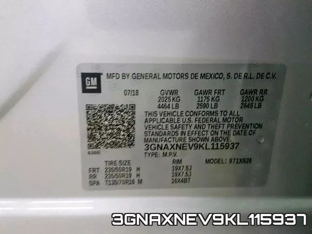 3GNAXNEV9KL115937 фото 2