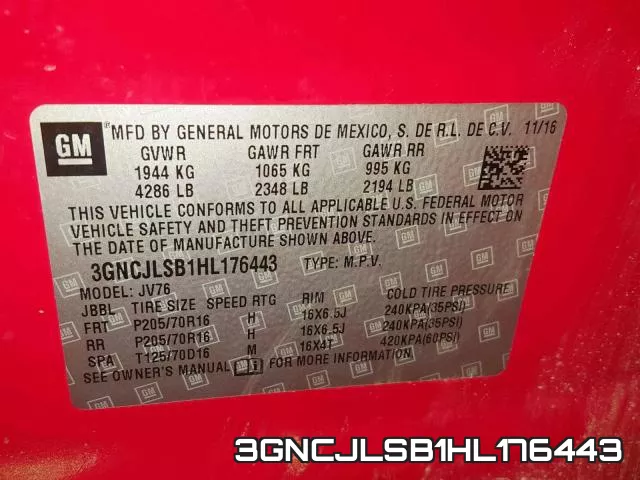 3GNCJLSB1HL176443 фото 2