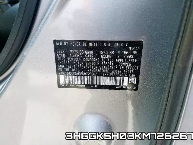 3HGGK5H03KM726267 фото 2