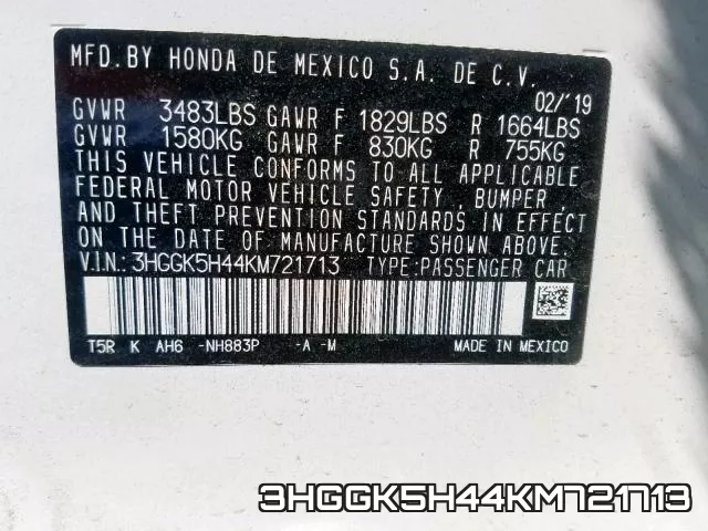 3HGGK5H44KM721713 фото 2