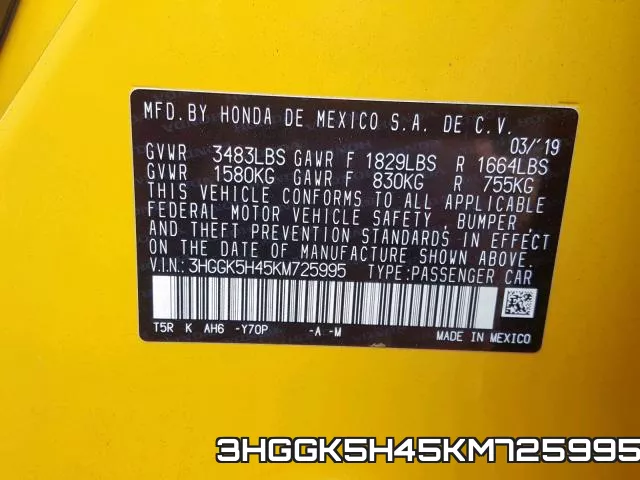 3HGGK5H45KM725995 фото 2