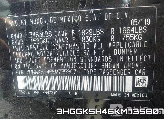 3HGGK5H46KM735807 фото 10