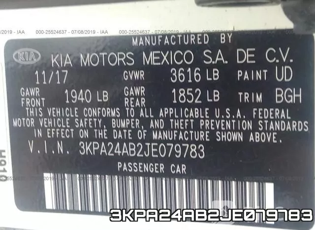 3KPA24AB2JE079783 фото 10