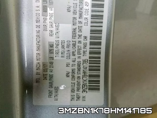 3MZBN1K78HM141785 фото 2