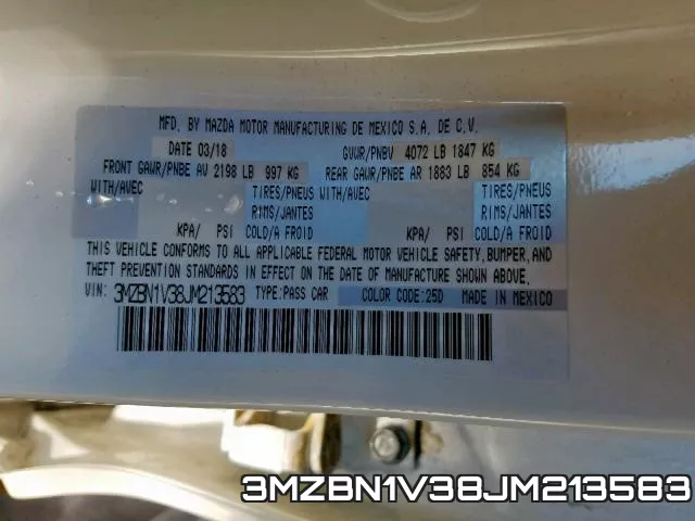 3MZBN1V38JM213583 фото 2