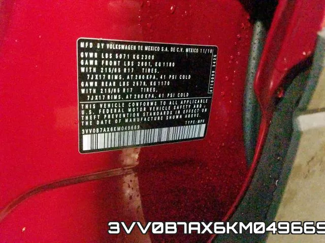 3VV0B7AX6KM049669 фото 2
