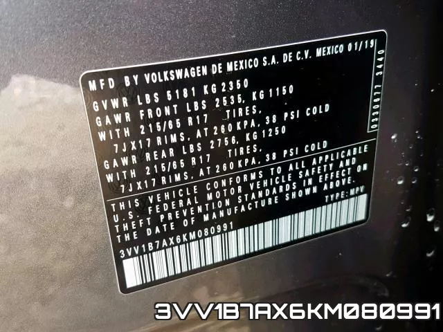 3VV1B7AX6KM080991 фото 2