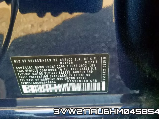 3VW217AU6HM045854 фото 2