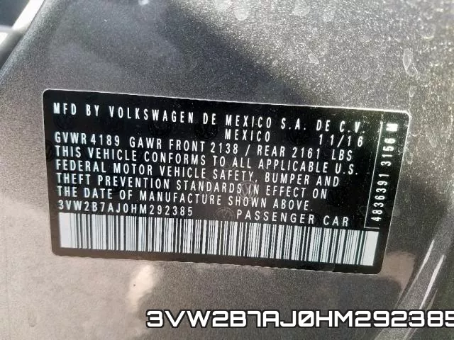 3VW2B7AJ0HM292385 фото 2