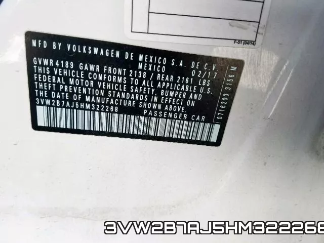 3VW2B7AJ5HM322268 фото 2