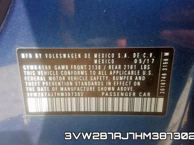 3VW2B7AJ7HM387302 фото 2