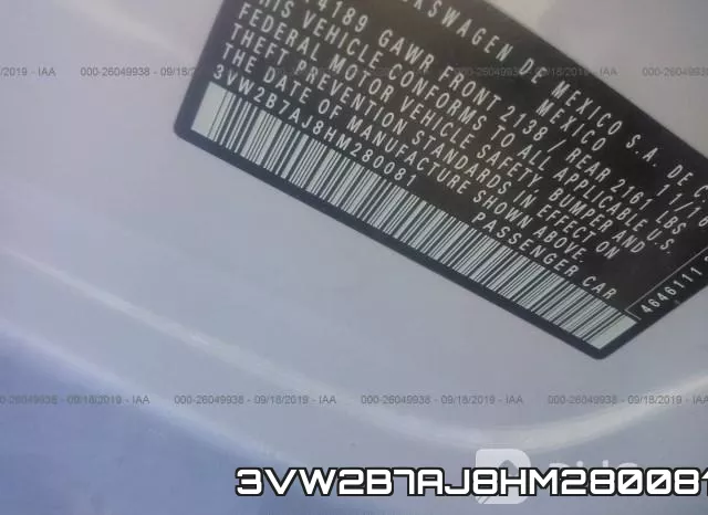 3VW2B7AJ8HM280081 фото 10