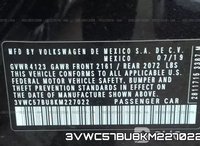 3VWC57BU8KM227022 фото 10