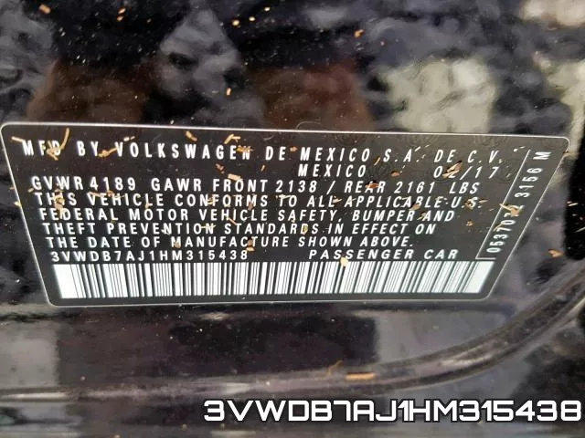 3VWDB7AJ1HM315438 фото 2