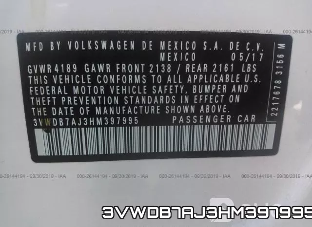 3VWDB7AJ3HM397995 фото 10