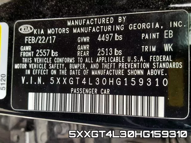 5XXGT4L30HG159310 фото 2