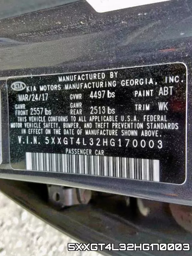 5XXGT4L32HG170003 фото 2