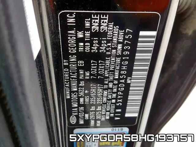 5XYPGDA58HG193757 фото 2