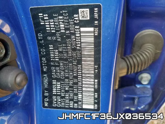 JHMFC1F36JX036534 фото 2
