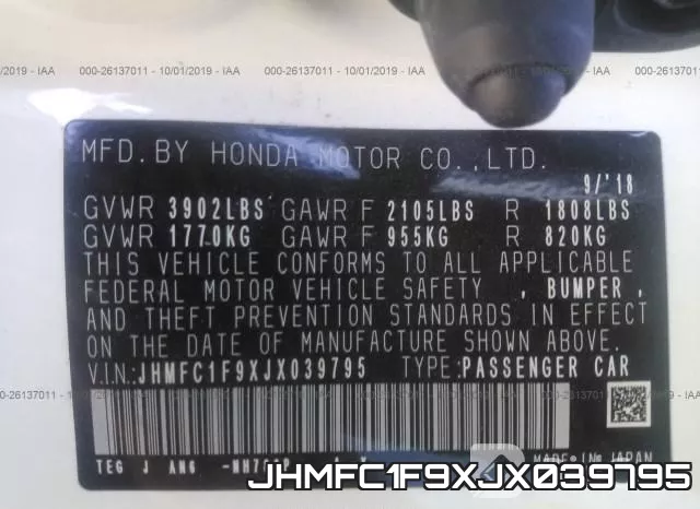 JHMFC1F9XJX039795 фото 10
