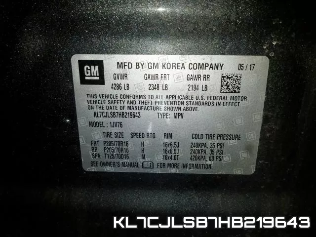 KL7CJLSB7HB219643 фото 2