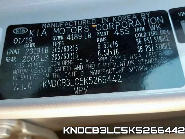 KNDCB3LC5K5266442 фото 2