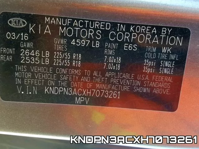 KNDPN3ACXH7073261 фото 2