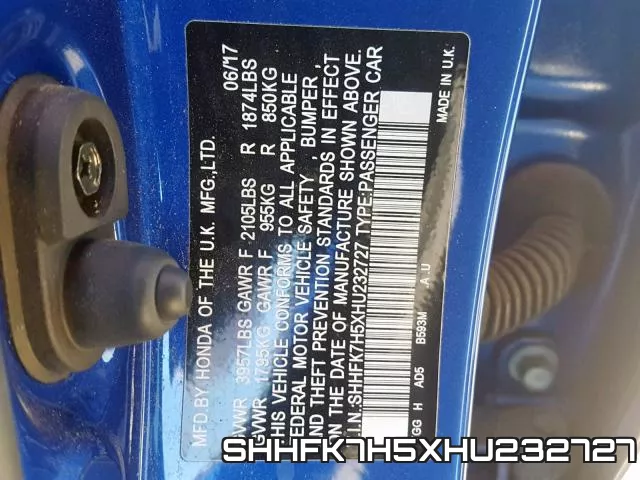 SHHFK7H5XHU232727 фото 2