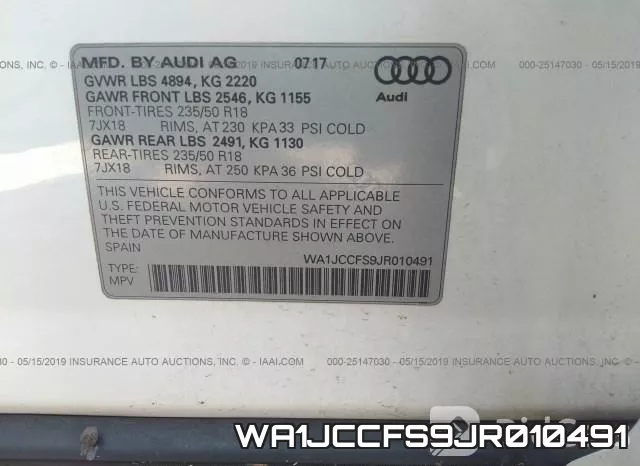 WA1JCCFS9JR010491 фото 10