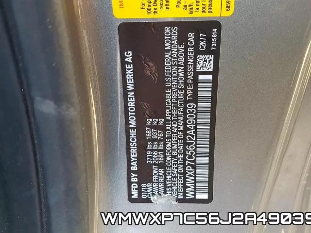 WMWXP7C56J2A49039 фото 2