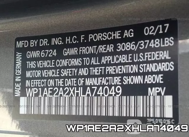 WP1AE2A2XHLA74049 фото 10