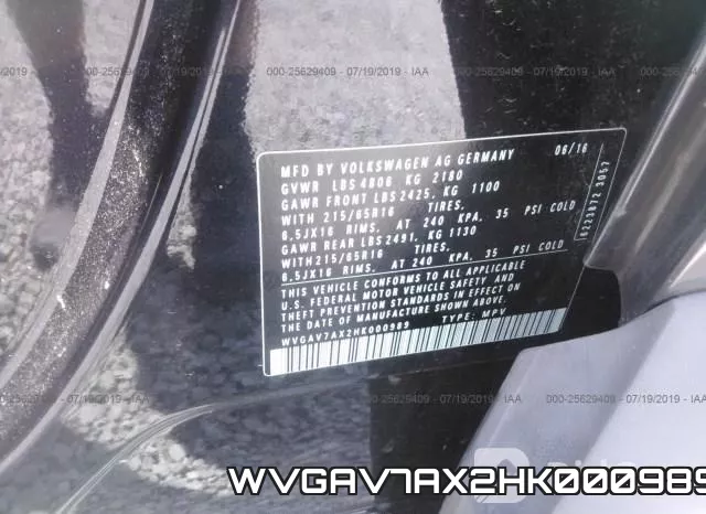 WVGAV7AX2HK000989 фото 10