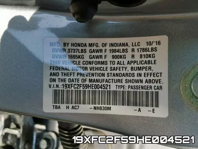 19XFC2F59HE004521 фото 2