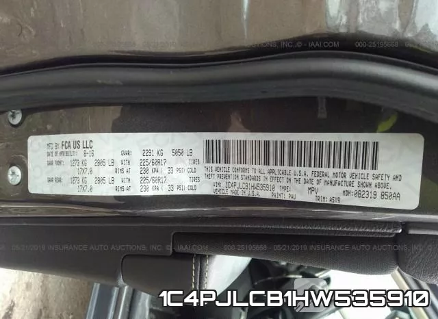 1C4PJLCB1HW535910 фото 10