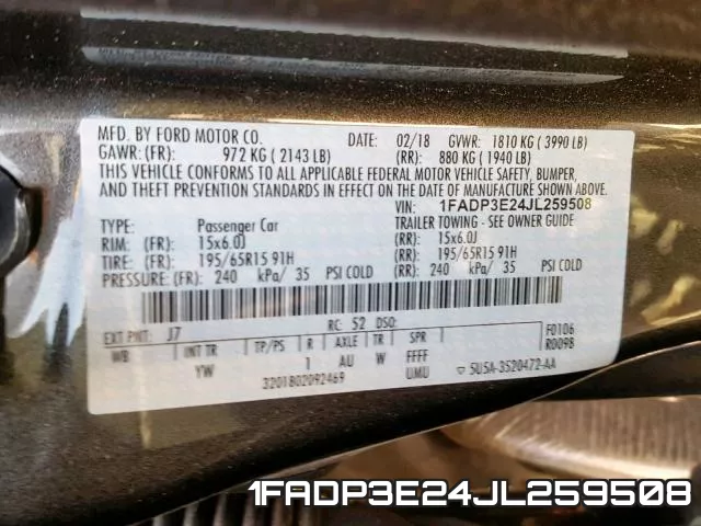 1FADP3E24JL259508 фото 2